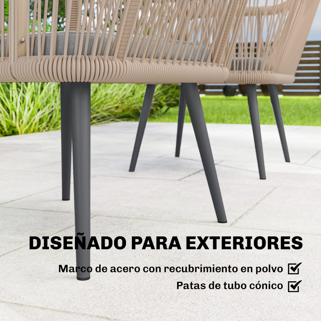 Set 2 Sedie da Giardino in Rattan con Cuscini e Braccioli ¨C Xylo ¨C Struttura Acciaio Grigio 54x65x80 cm