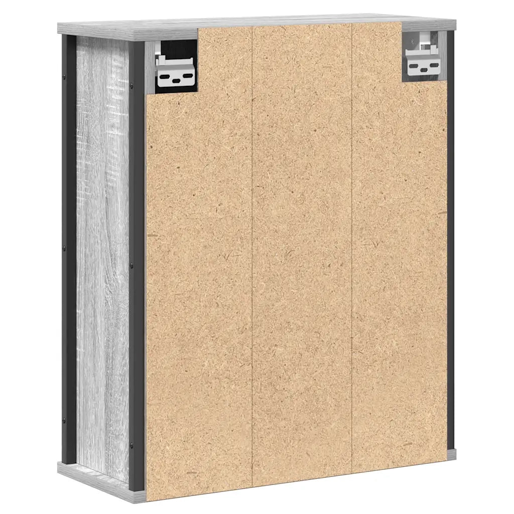 Mobiletto da bagno a parete dal design moderno con specchio 50 x 21 x 60 cm con spazio contenitivo ottimizzato colore grigio legno Sonoma 02_0051780