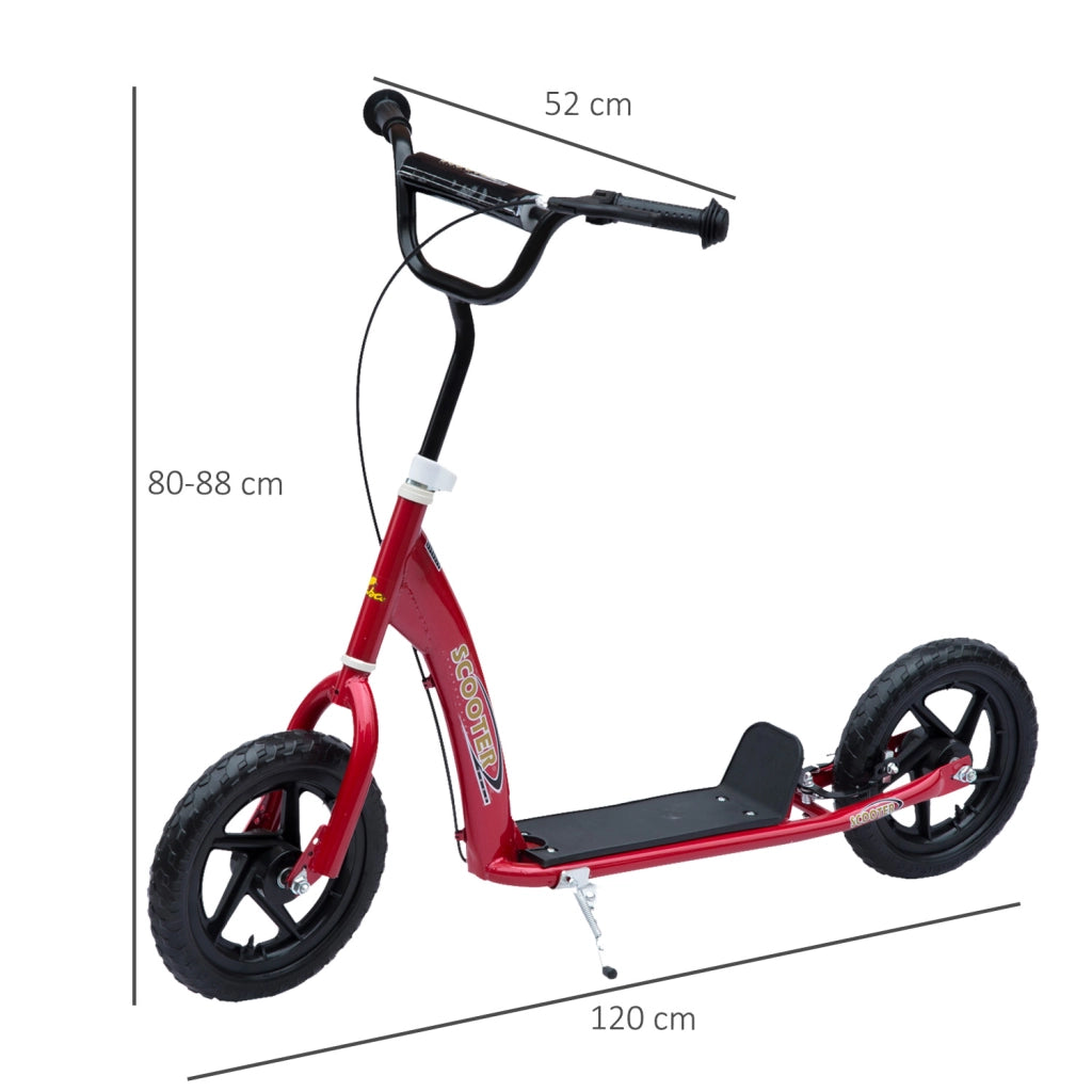 Monopattino per Bambini con Freno Posteriore e Manubrio Regolabile ¨C Xylo ¨C Rosso, 120x52x80-88 cm
