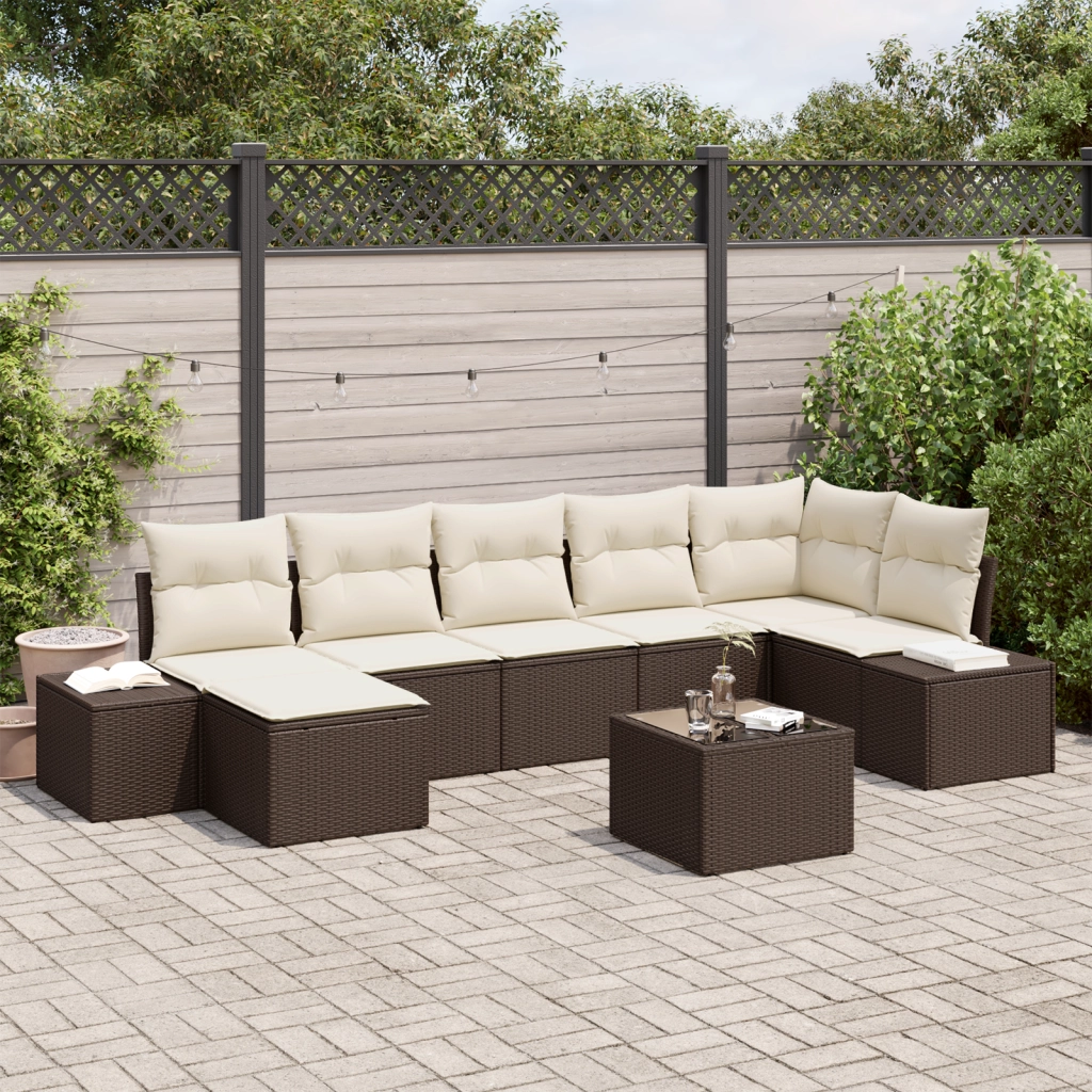Set di SofÃ  da Giardino 7 pezzi con Cuscini Grigio Polyrattan