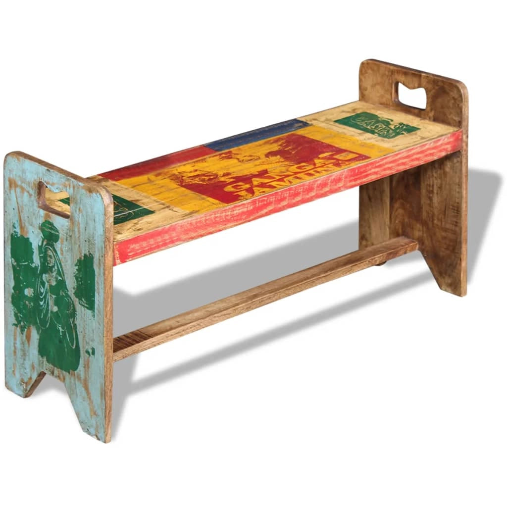 Panca in legno massello riciclato 100 x 30 x 50 cm 02_0010854