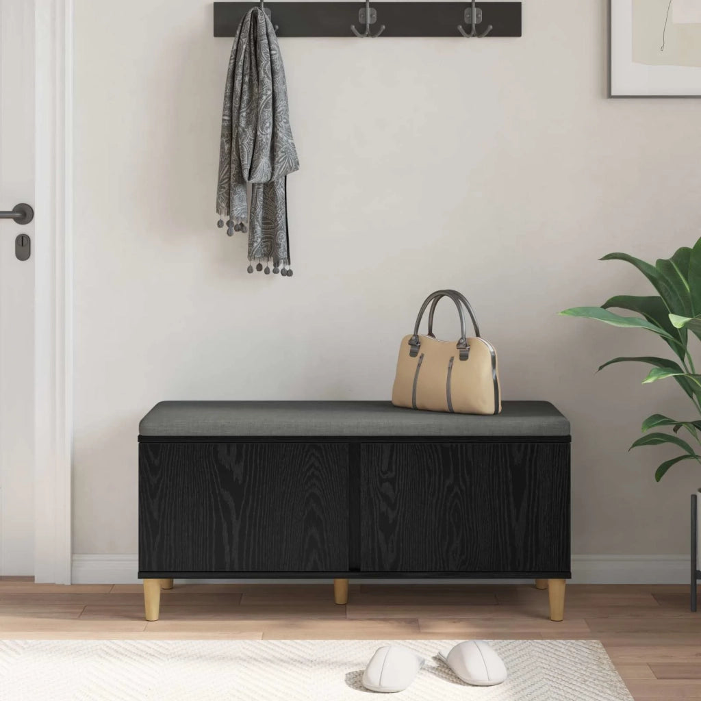 Panca per ingresso con cuscino Rovere Nero 100 x 38 x 46 cm