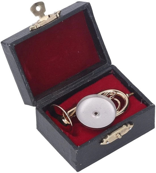 Strumento musicale in miniatura a forma di tuba in ottone con finitura dorata - accessorio per casa degli orsetti - decorazione per ufficio - regalo - eccellenza artigianale - modello musicale