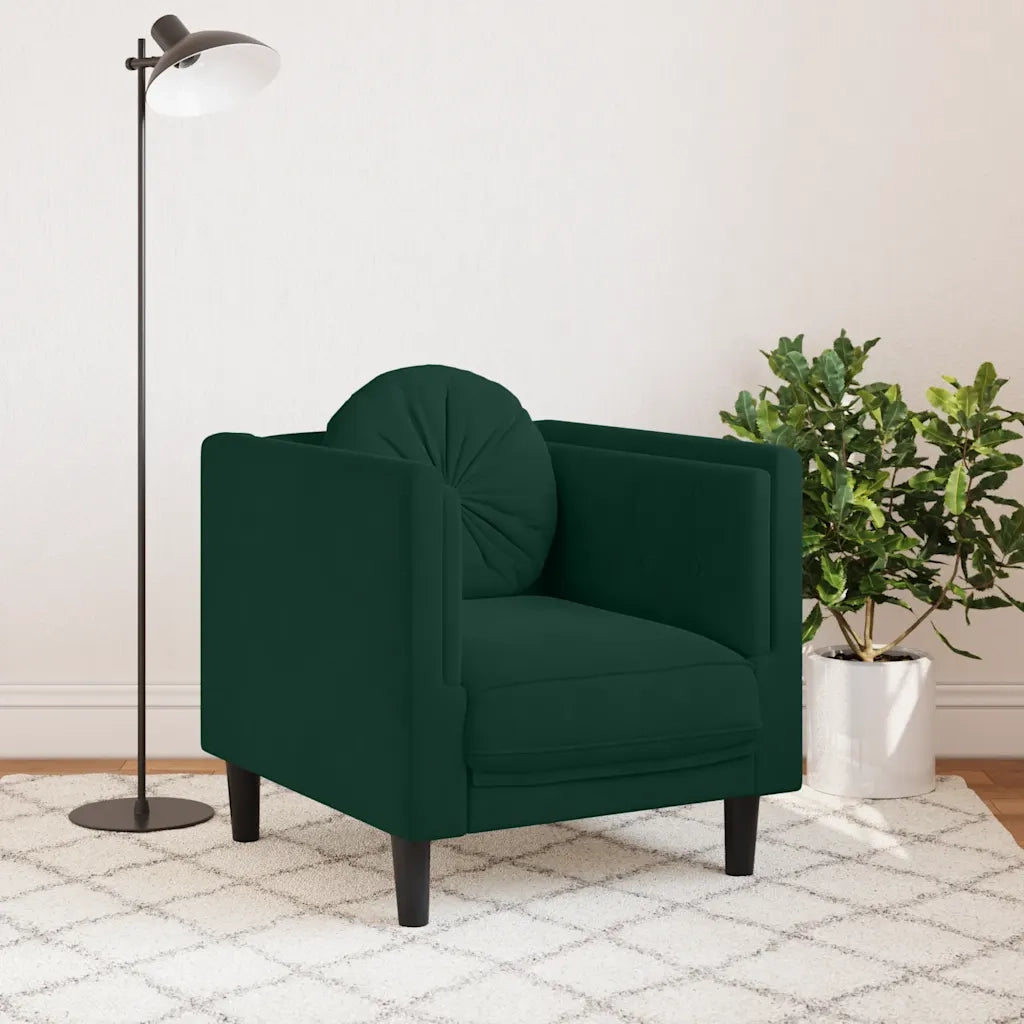 Poltrona | Sedia Relax con Cuscino Verde Scuro in Velluto