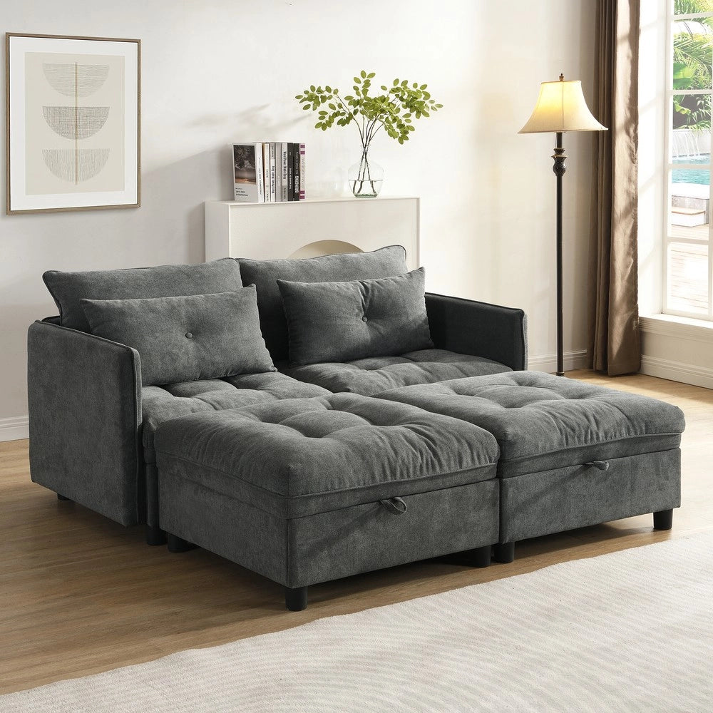 Divano letto 4 posti modulare con contenitore ¨C Minimal ¨C Tessuto chenille