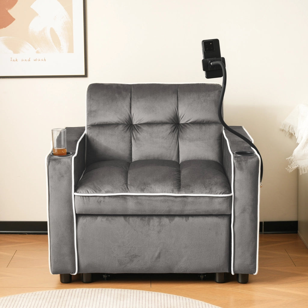 DIVANO LETTO 3-in-1 83 x 167 x 76 cm Grigio scuro