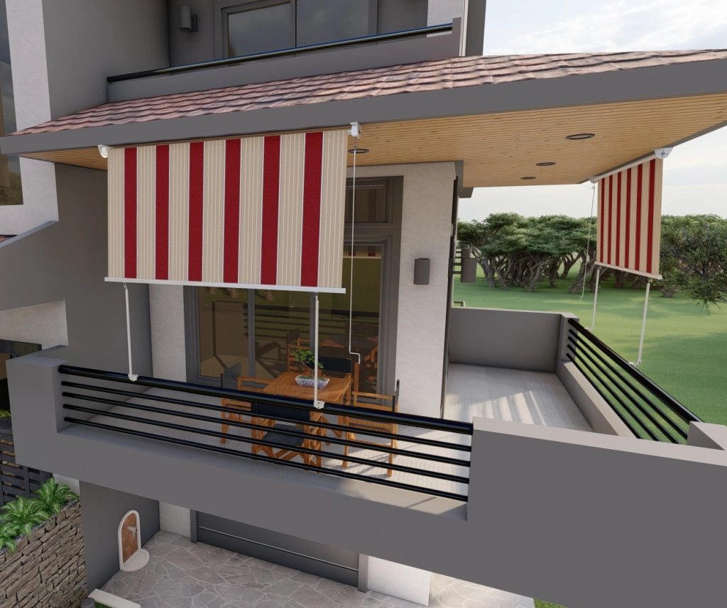 Tenda da sole a caduta con bracci per balcone terrazzo finestra 200cm Beige Bordeaux Golisa