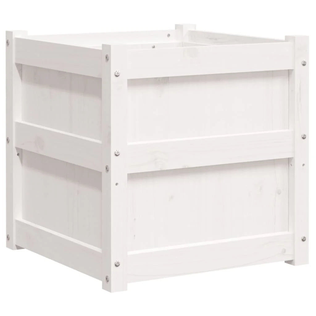 Fioriera rialzata per piante e fiori terrazza giardino 50 x 50 x 50 cm legno di pino massiccio bianco 02_0037666