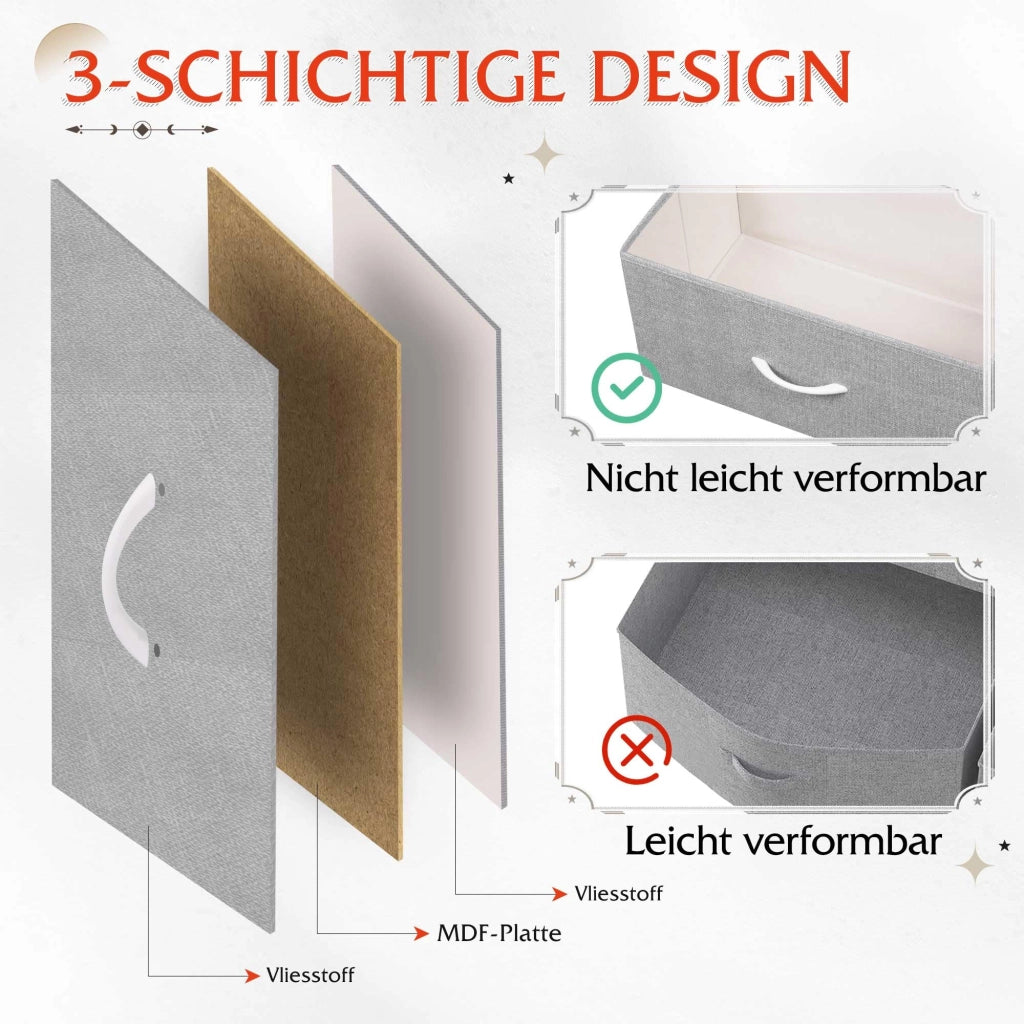 Cassettiera con 3 cassetti in tessuto ¨C zephmum ¨C grigio chiaro 60x40x80