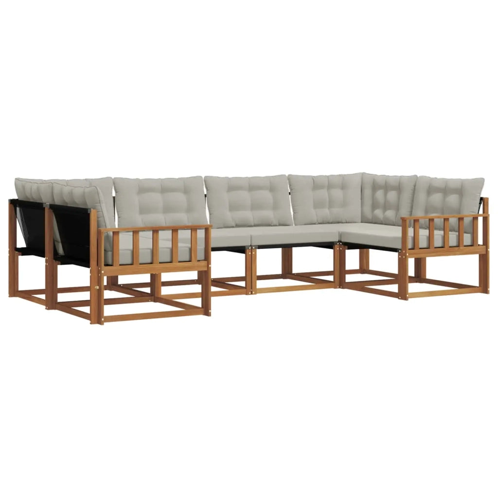 Set di divani da esterno 6 pcs Grigio Naturale e Chiaro 3369790