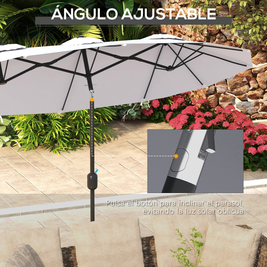 Ombrellone da Giardino Doppio ¨C zephmum ¨C Crema 295x152x222 cm