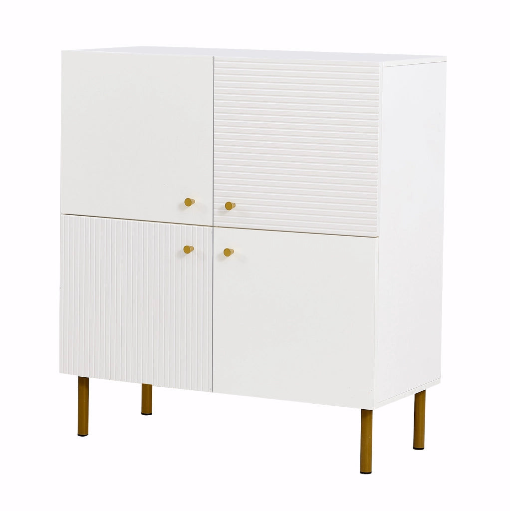 Credenza bianca in MDF con gambe in acciaio 80x36x90 cm