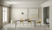 Tavolo allungabile Account 24 con top in ceramica sabbia opaca e allunghe in MDF sabbia - Stones