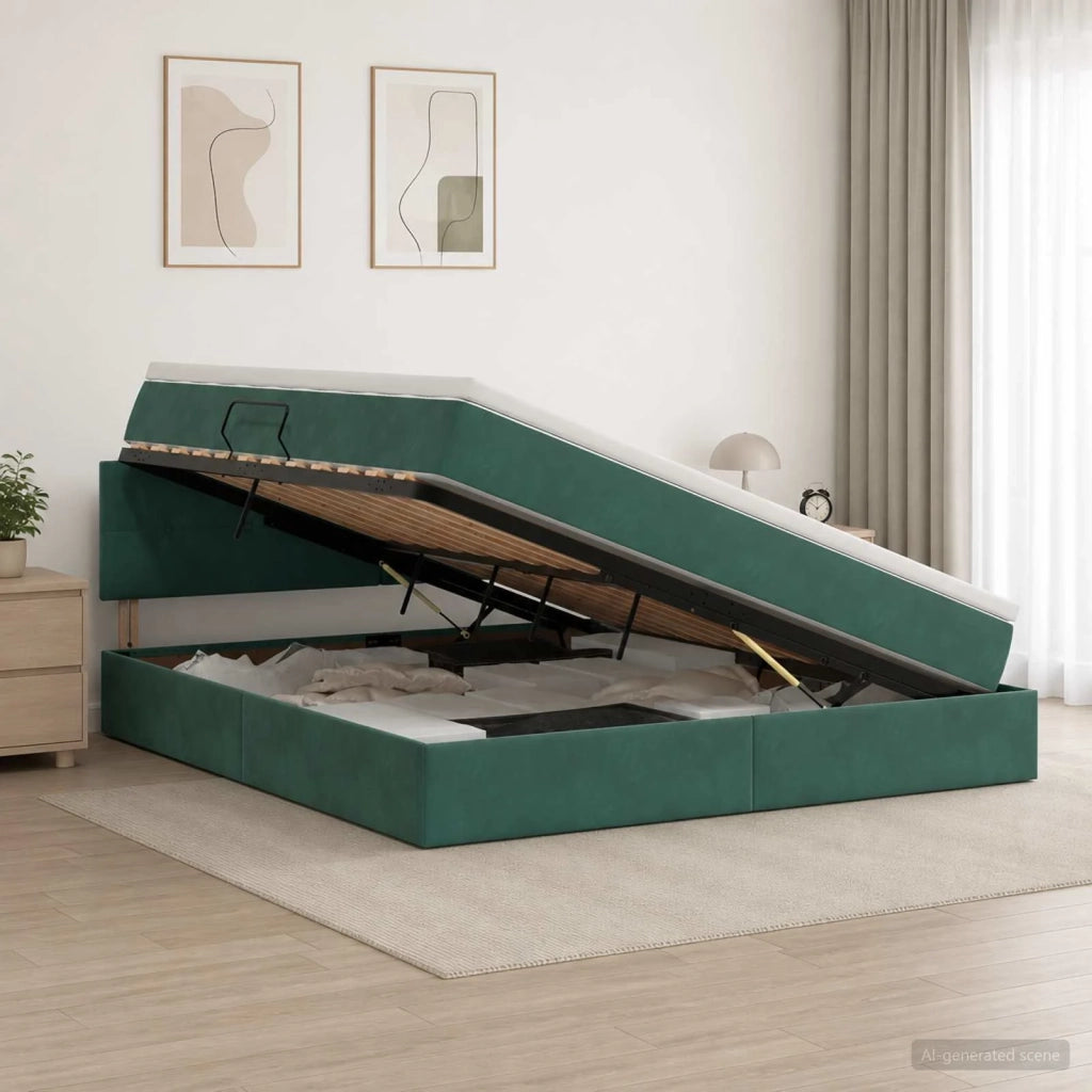 Letto con Contenitore Verde Scuro 160 x 200 cm Velluto 3458820