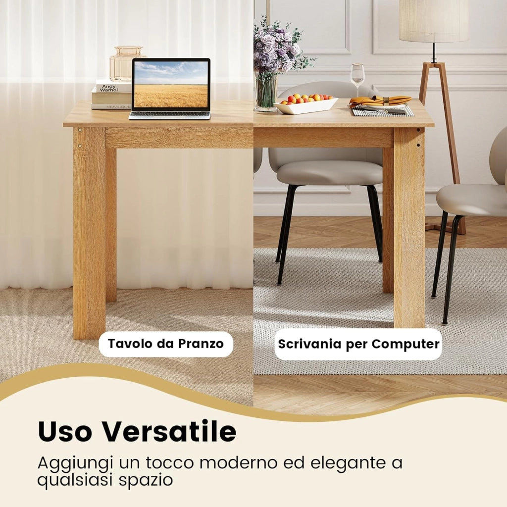Tavolo da Pranzo 120 cm per 4-6 Persone, Tavolo Rettangolare in Legno in Stile Rustico, Tavolino Elegante per Cucina, Soggiorno e Sala da Pranzo, 120 x 70 x 75 cm