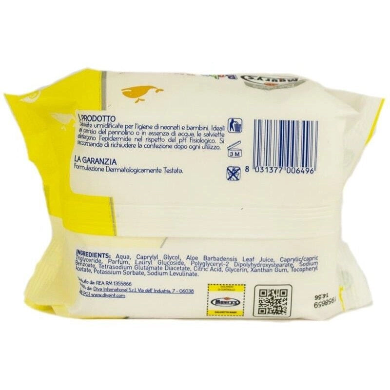 MAURY'S SALVIETTE DETERGENTI UMIDIFICATE PER BAMBINI BABY 25PZ ALOE VERA VITAMINA E BEST QUALITY