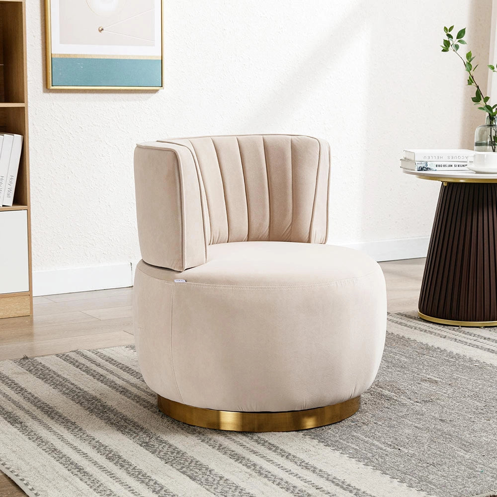 Sedia girevole moderna 360 gradi - Xylo - Struttura stabile, rivestimento in velluto, colore beige