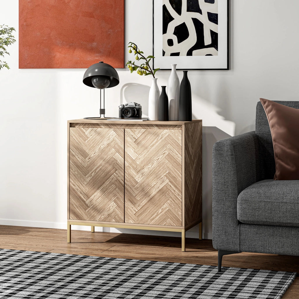 Cassettiera con 2 ante e ripiano regolabile ¨C zephmum ¨C 78x40x78 cm quercia