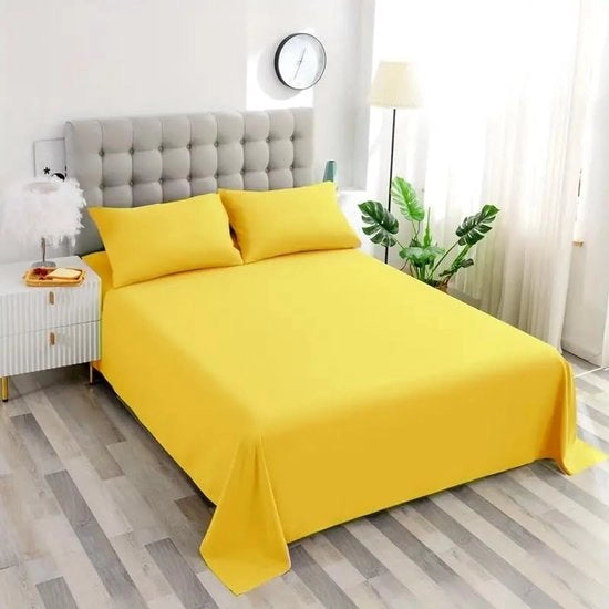 Coperta per letto matrimoniale 100% cotone - 240 x 300 cm (Giallo)
