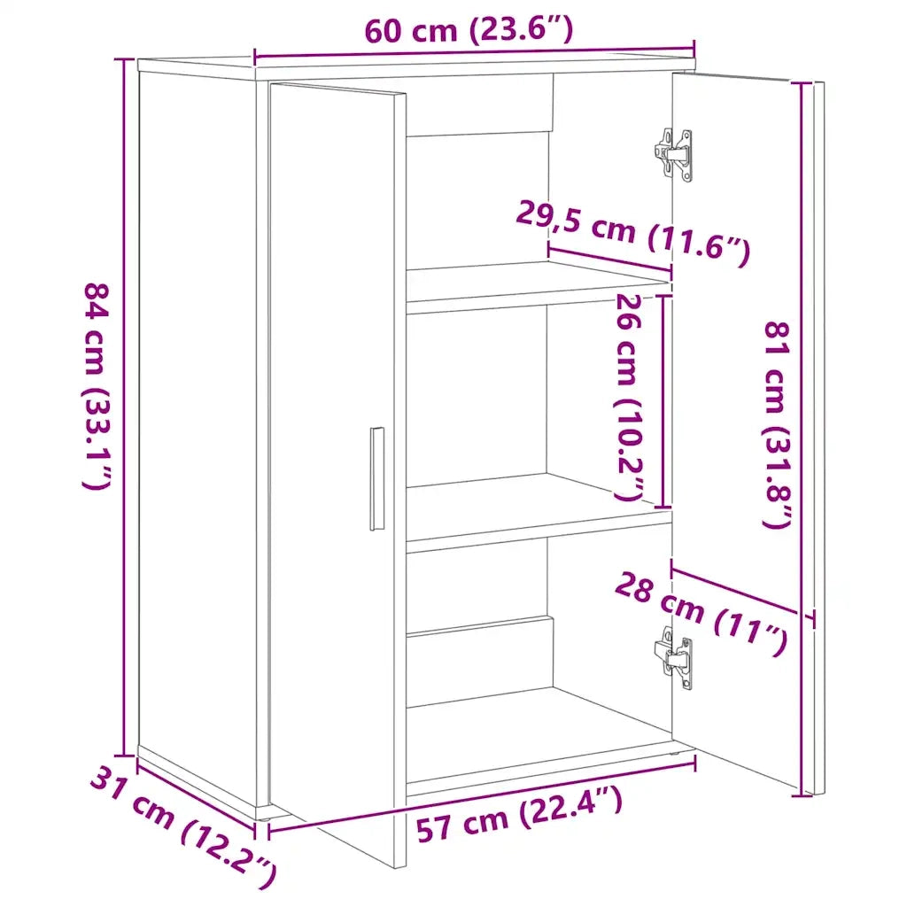 Credenze 2 pz Rovere Sonoma 60x31x84 cm in Legno Multistrato