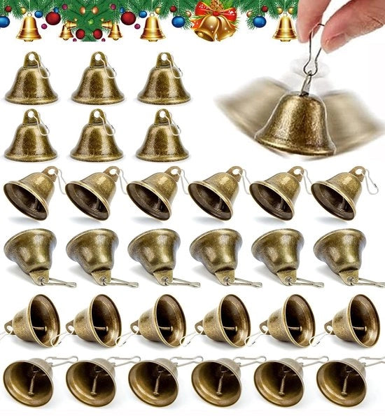 Bellelle in bronzo per hobby 30 pezzi per decorare la casa, mini campanelle per DIY, decorazioni, Natale, accessori, gong per cani e ombrelli per allenamento