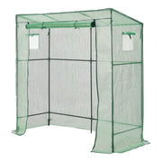 Serra per pomodori in acciaio e polietilene con porta e 2 finestre con cerniera 198 x 78 x 180-200 cm verde 03_0008261
