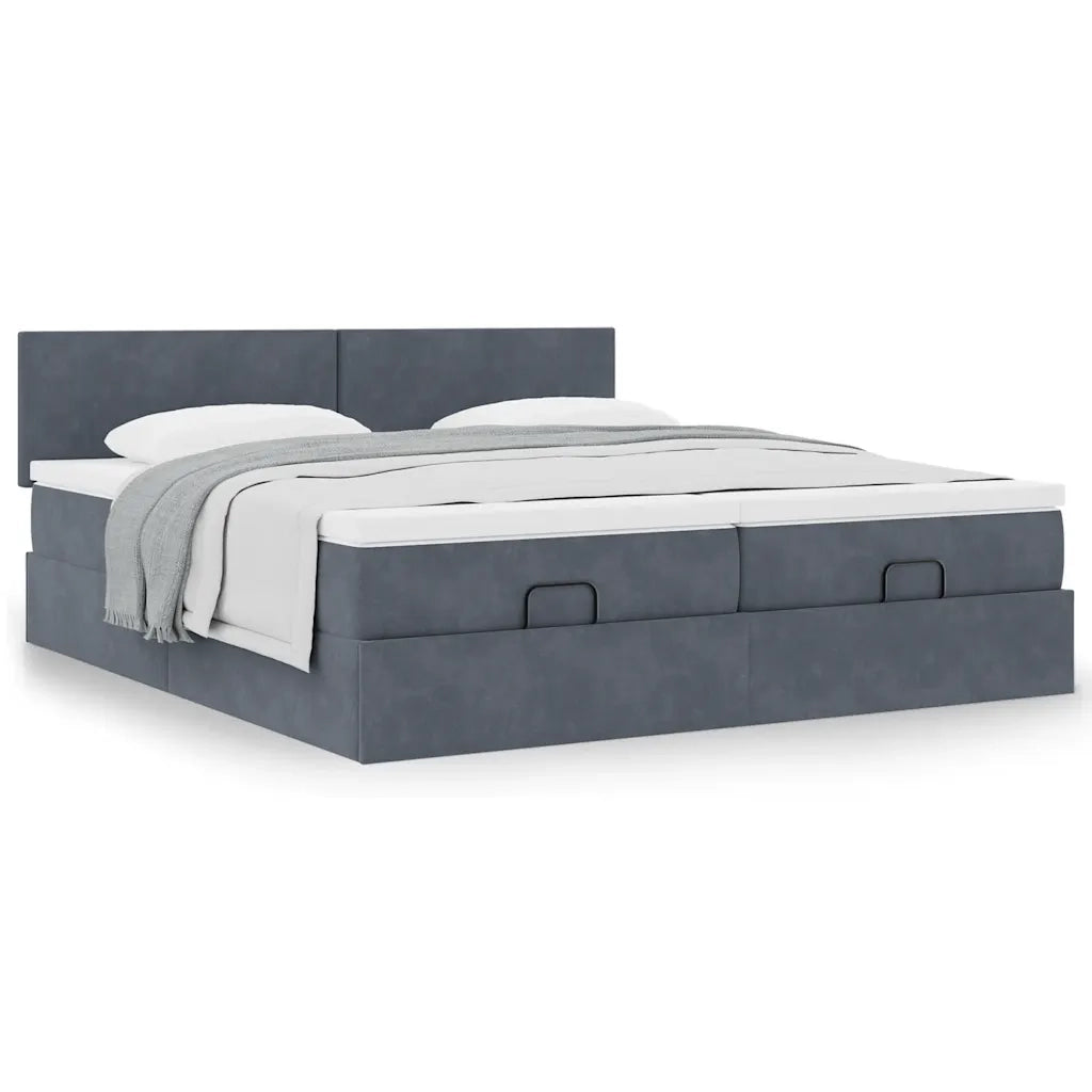 Struttura Letto Pouf con Materassi 200x200 cm Velluto 3312063
