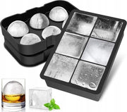 Igloo per ghiaccio a forma di cubo con coperchio - 2 pezzi - confezionatore di cubetti di ghiaccio - confezioni per ghiaccio a forma di sfera in silicone - ghiaccio per whiskey, gin e cocktail