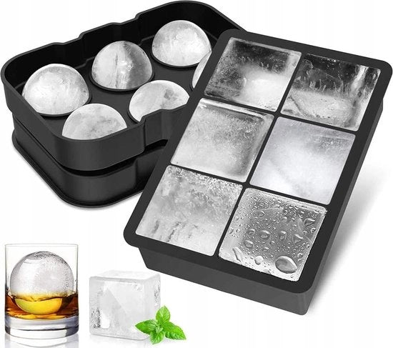 Igloo per ghiaccio a forma di cubo con coperchio - 2 pezzi - confezionatore di cubetti di ghiaccio - confezioni per ghiaccio a forma di sfera in silicone - ghiaccio per whiskey, gin e cocktail