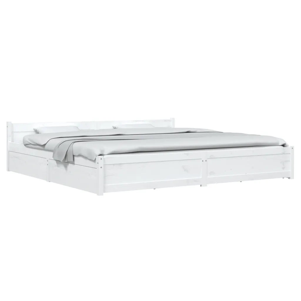 Giroletto con Cassetti-Struttura Letto con contenitore Bianco 150x200 cm Super King