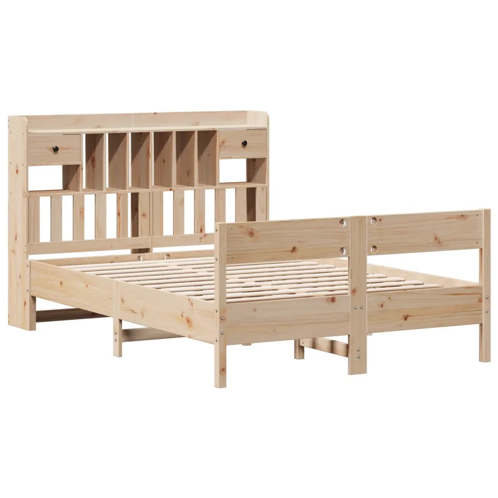 Letto Libreria senza Materasso 140x190 cm in Legno di Pino 3323038