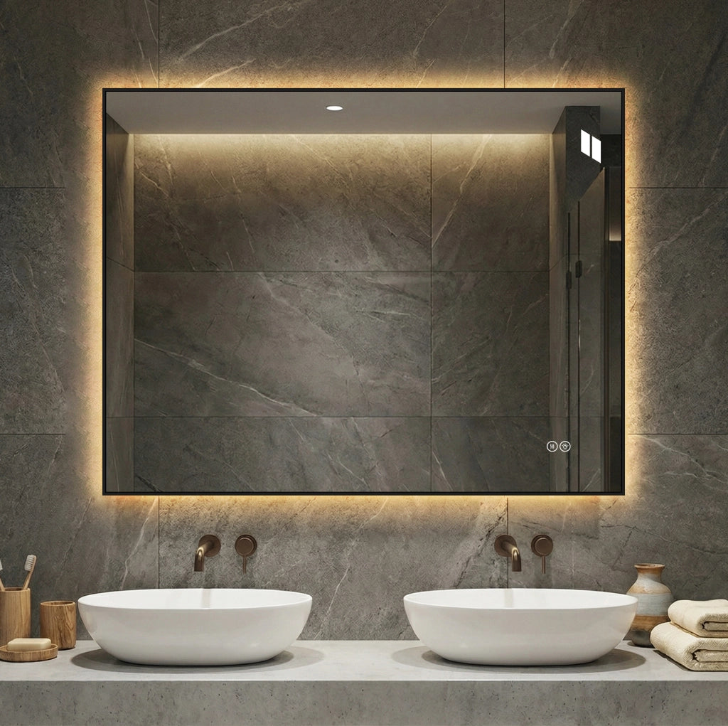 Specchio da bagno LED argento con antiappannamento