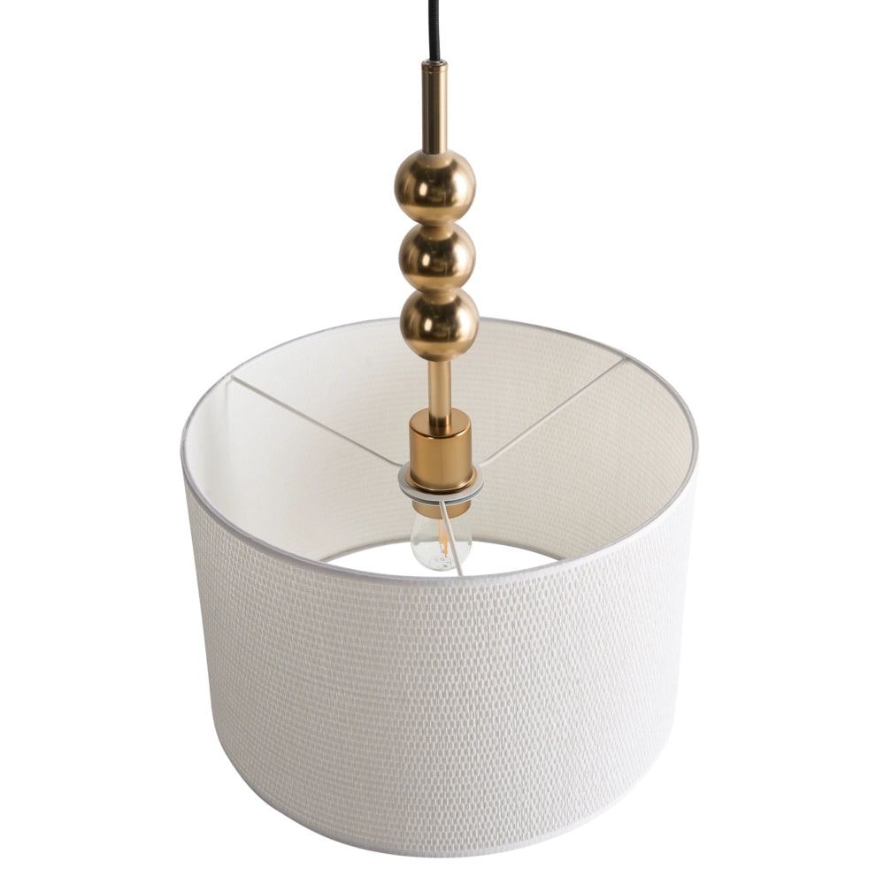 Lampada a sospensione Ottone Ferro Paralume a tamburo in tessuto Stile moderno di metà secolo