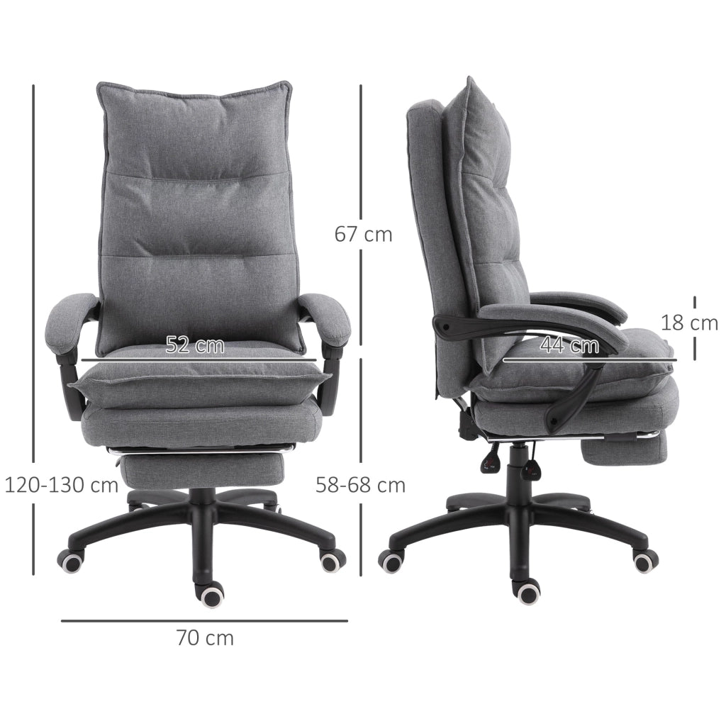 Sedia Poltrona da Ufficio Presidenziale Massaggiante 70x62x120-130 cm con Poggiapiedi Grigio