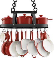 Supporto per Panni da Cucina a Soffitto con 20 Ganci, Modello KUR221S85-BK, 85CM, Mat, Nero