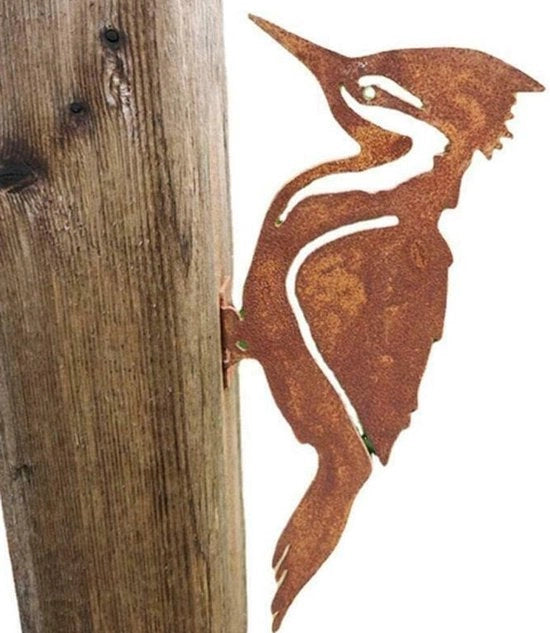 Decorazione metallica di giardino con silhouette di uccelli arrugginiti - Progetto elegante per giardino, cortile, cortile interno, prato, sentiero, marciapiede