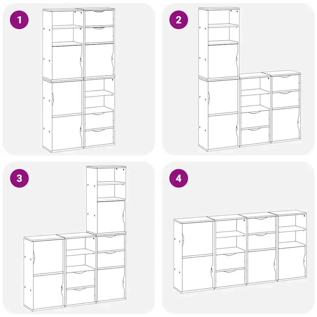 Armadietti Laterali 4 pz ODDA Bianco 40x24x79 cm Legno di Pino 3365349