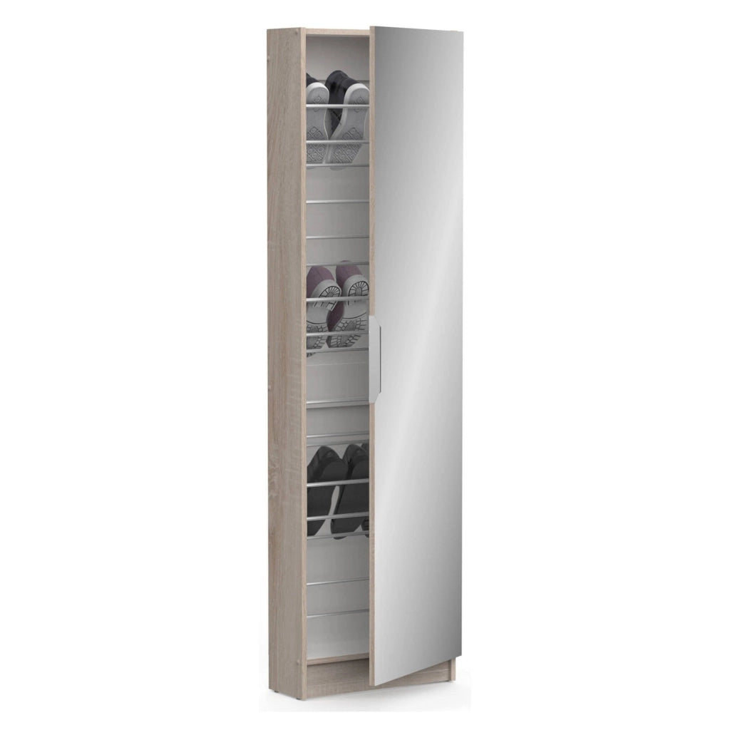 Scarpiera Baucina, Mobile portascarpe, Armadio da ingresso multiuso, Mobiletto per calzature, 50x20 h181 cm, Rovere