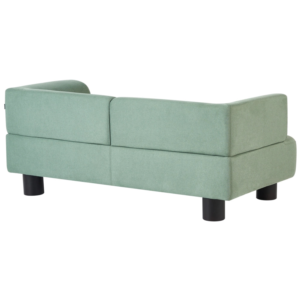 Divano a 2 posti Rivestimento in tessuto verde chiaro con gambe in legno e braccioli lineari Materiale idrorepellente Stile moderno Soggiorno