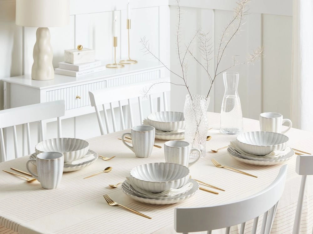 Set di 8 piatti fondi Gres bianco Kaolin fatto a mano finitura smalto reattivo Pasta Cucina Sala da pranzo