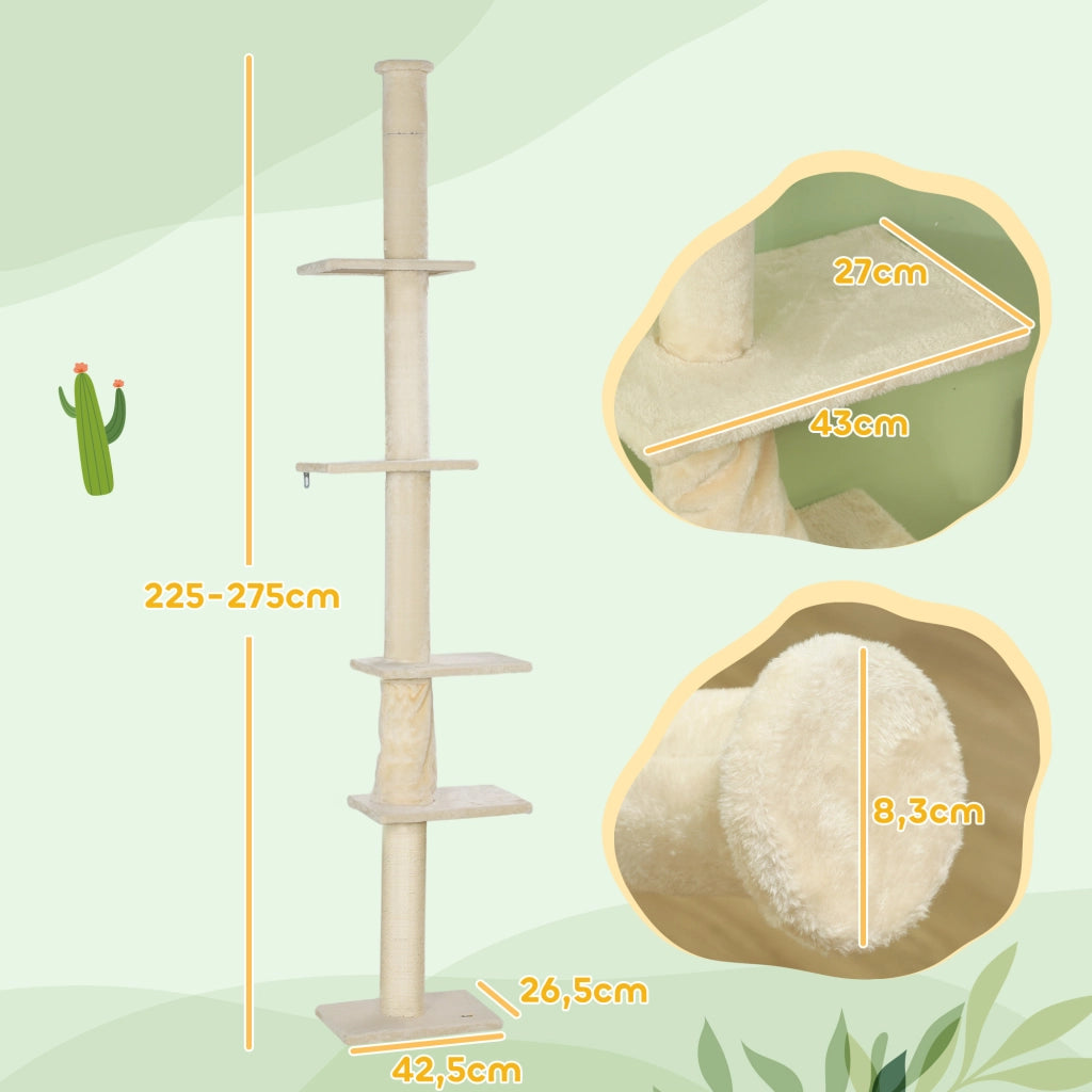 Tiragraffi per gatti ¨C zephmum ¨C 225-275 cm regolabile crema bianco