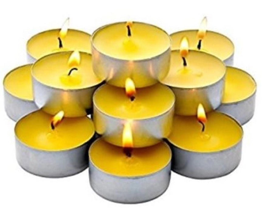 MAURY'S CANDELINE TEA LIGHT 120 PZ GIALLE CON OLIO DI CITRONELLA E BASE IN METALLO