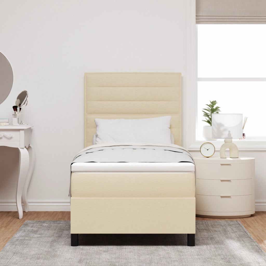 Letto a Molle con Materasso Beige Singolo Tessuto