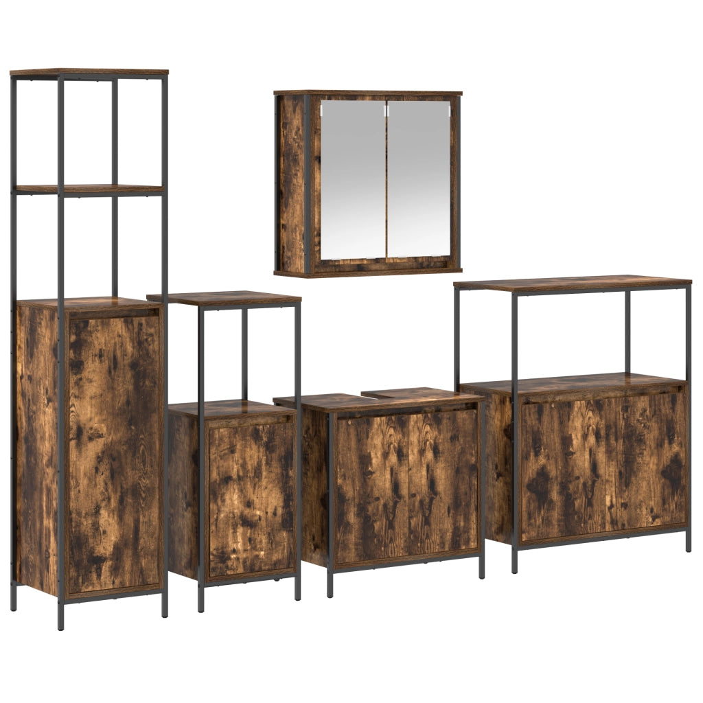 Set di mobili da bagno in rovere affumicato - 5 pezzi