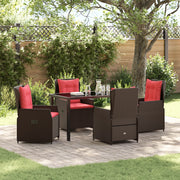 Set da Pranzo da Giardino di 5 Pezzi Marrone in Polyrattan