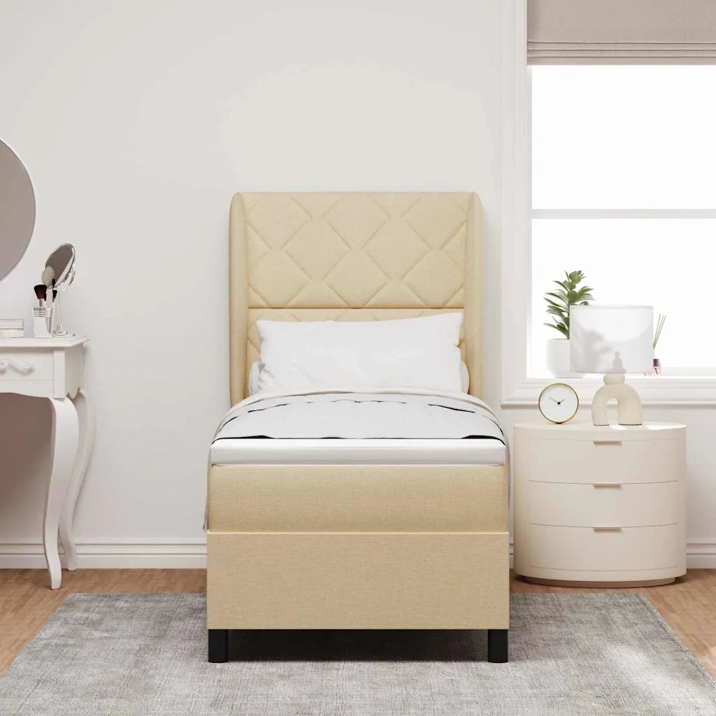 Letto a molle con materasso Crema 80 x 200 cm Tessuto 3340597