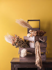 Set di 3 Cassetta in Legno con manici di corda