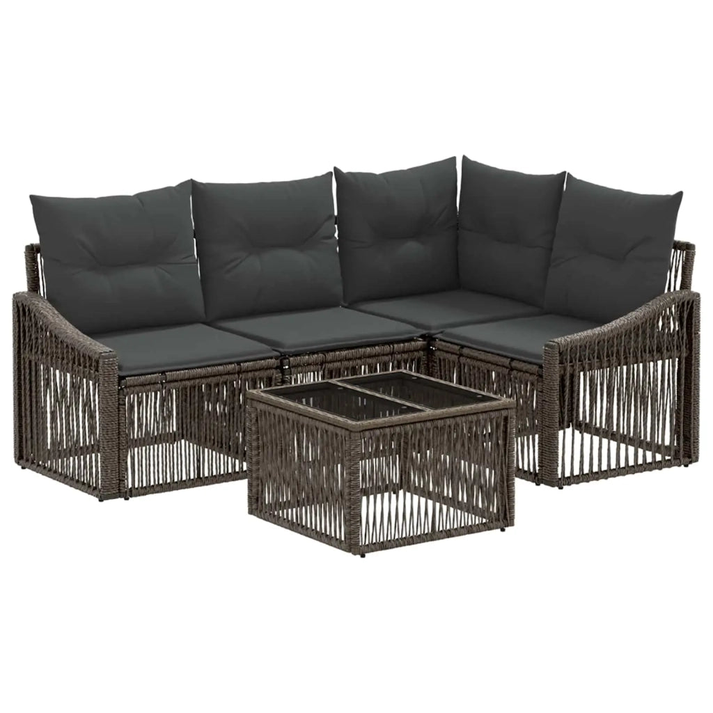 Set Divano da Giardino 5 pz | Set Salotto da Giardino Grigio polyrattan