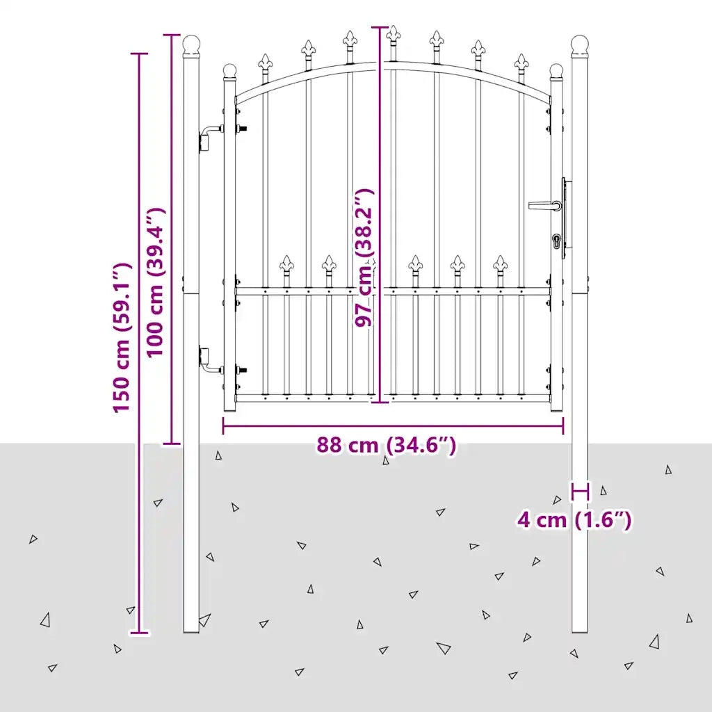 Cancello della recinzione con punte EMMEN 100 x 100 cm CFW7683699