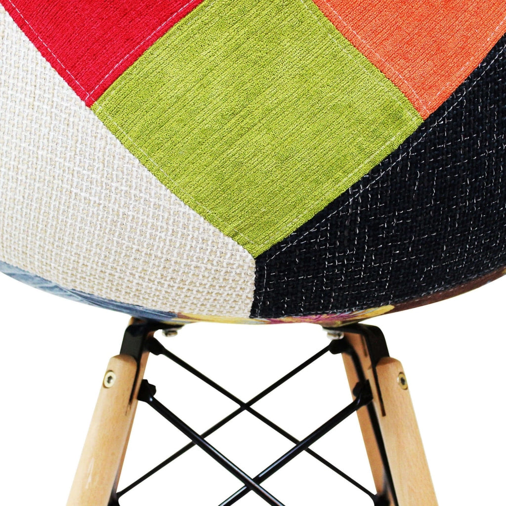 Sedia Svandinava Patchwork in Legno Acciaio Tessuto cm 46 5x53x83 - JOBY